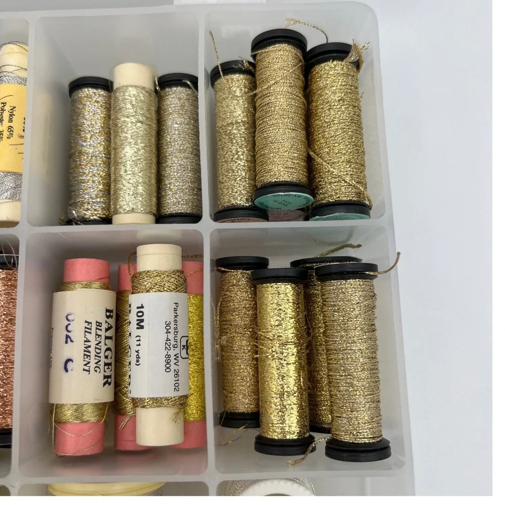 Metallic Embroidery Thread Lot Kreinik Madeira Glissen Gloss DMC 70+ Pieces